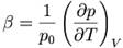 \beta = \frac \left( \frac  \right)_V 